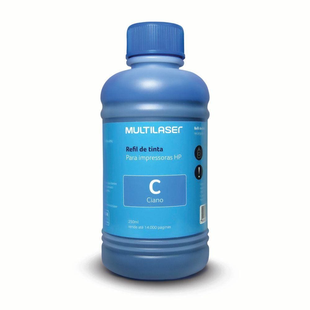 Refil de Tinta para Cartucho Impressoras HP com 250ml Ciano Multilaser - RF010