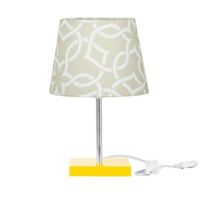 Abajur Eros Dome Elos Bege 061 com Base Amarela Quadrada