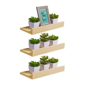 Kit 3 Prateleiras Porta Quadros 50 X 15cm Bege Claro