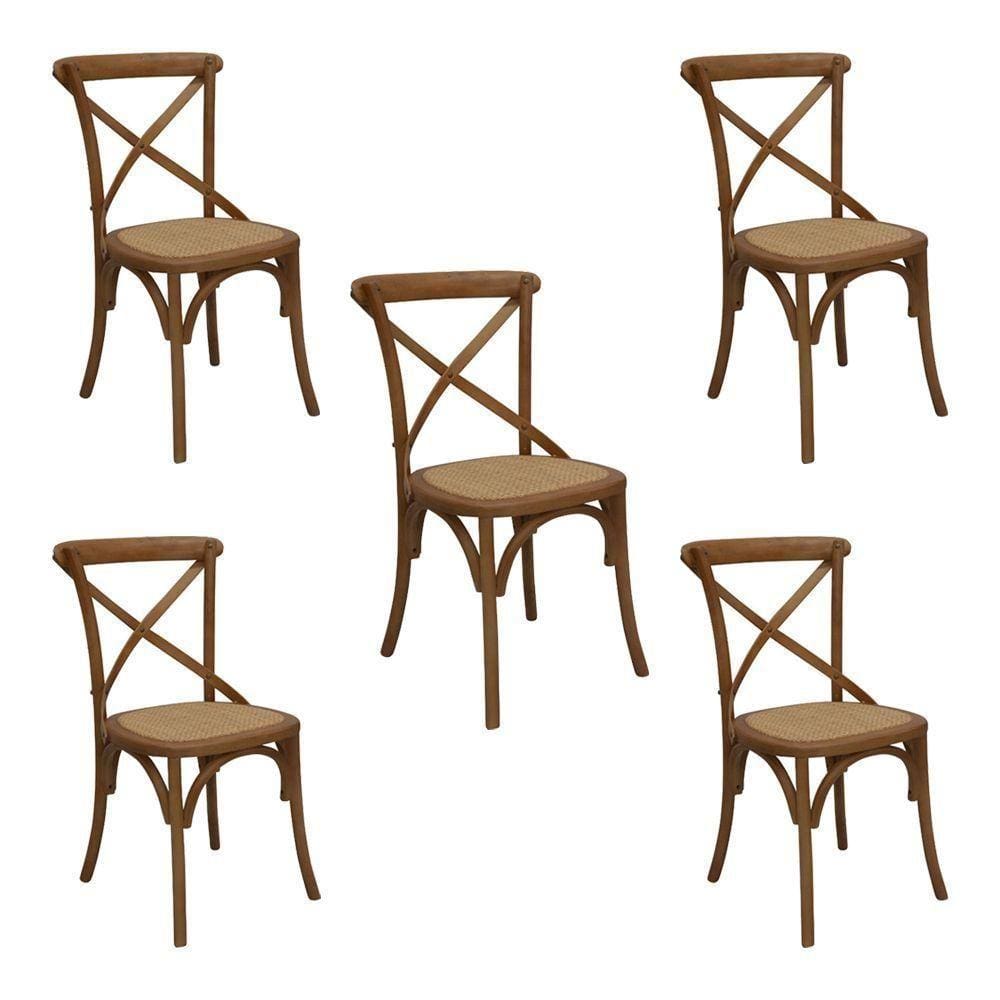 Kit 5 Cadeiras Sala de Jantar Cozinha Danna Rattan Bétula