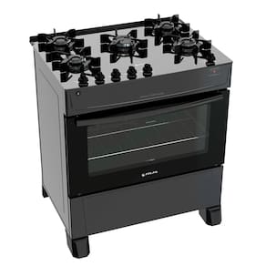 Fogão 5 Bocas Mônaco Top Glass Mesa Vidro Preto Atlas Bivolt