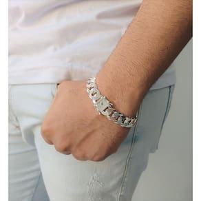 Pulseira Masculina Grumet Grossa 13mm Prata 925 Fecho Gaveta