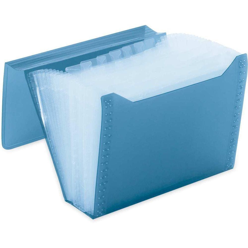 Pasta Sanfonada Plástica Duplicata 12 Divisórias New Azul