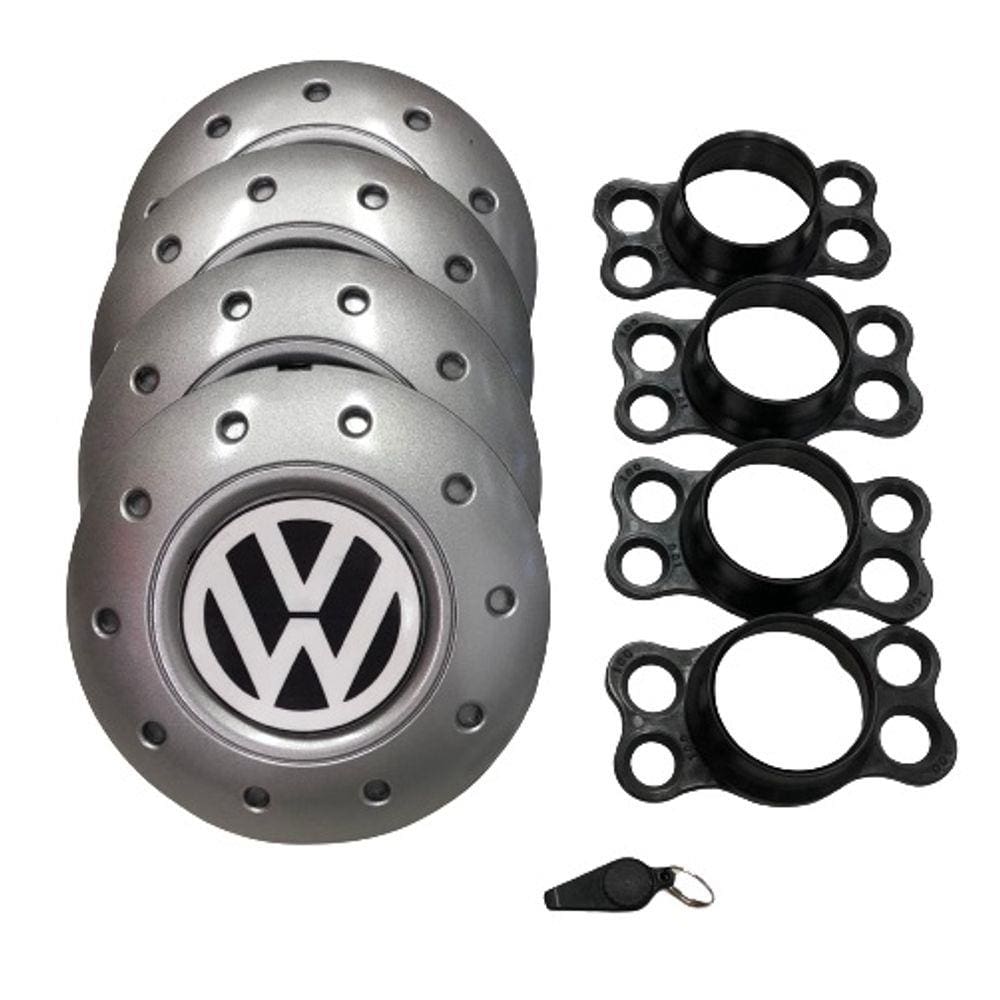 Jogo de Calotas de Centro Miollo para VW Gol G2 Bolinha Aro 14 1995/1999 Estilo Amarok Prata