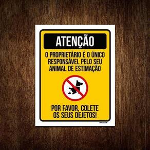 Placa Sinalização - Por Favor Colete Dejetos De Cão 27X35