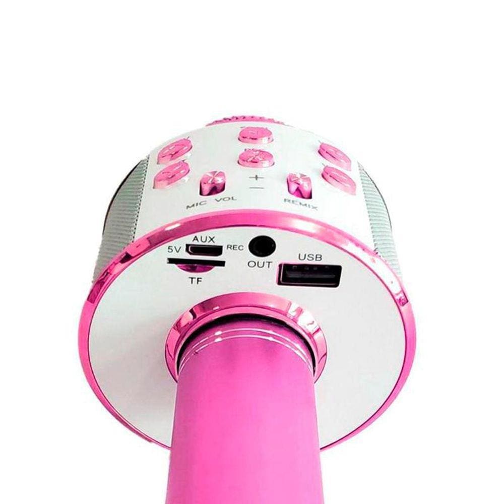 Microfone Bluetooth Karaokê Sem Fio Rosa Escuro
