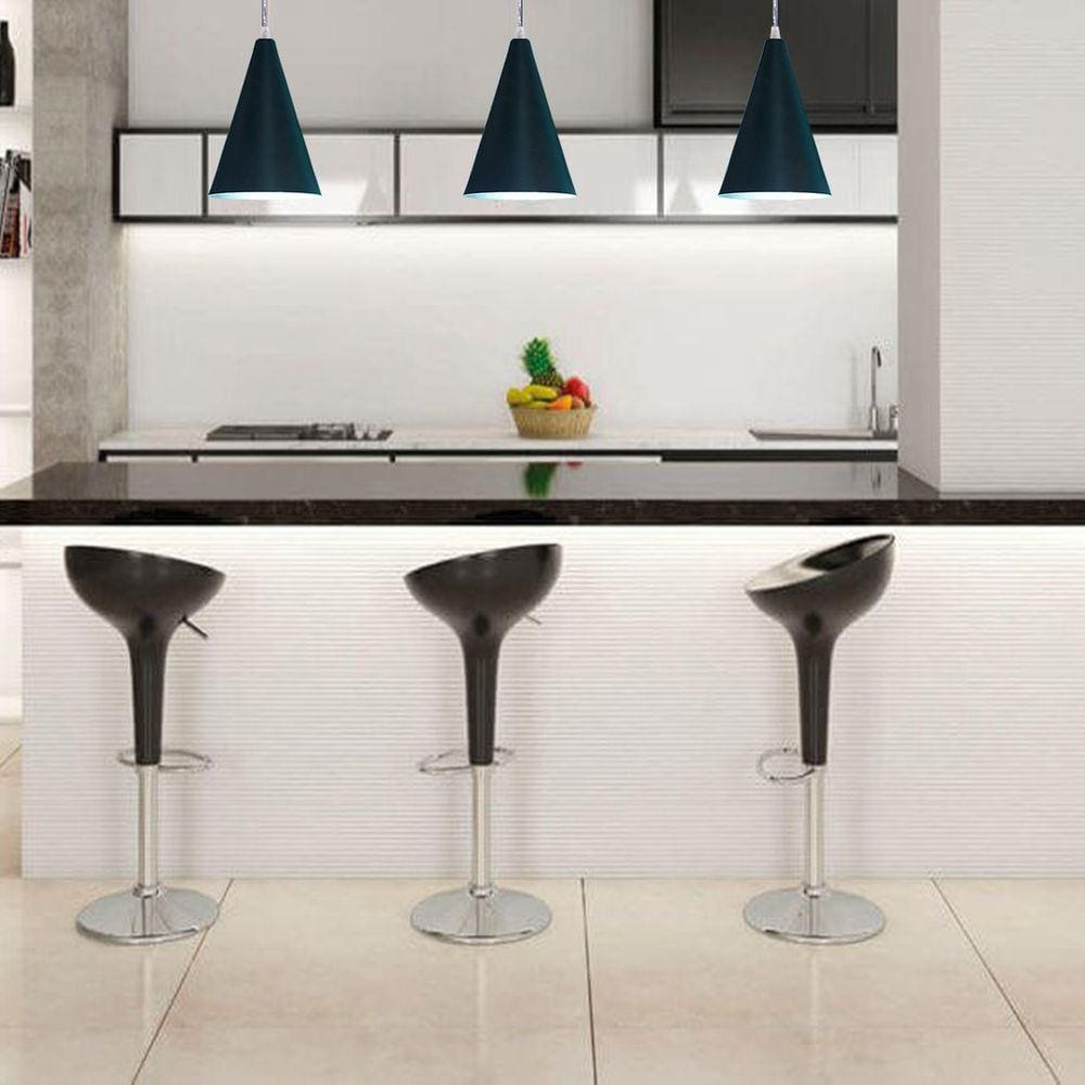 Lustre Pendente Balcão Cozinha Americana - Preto Fosco