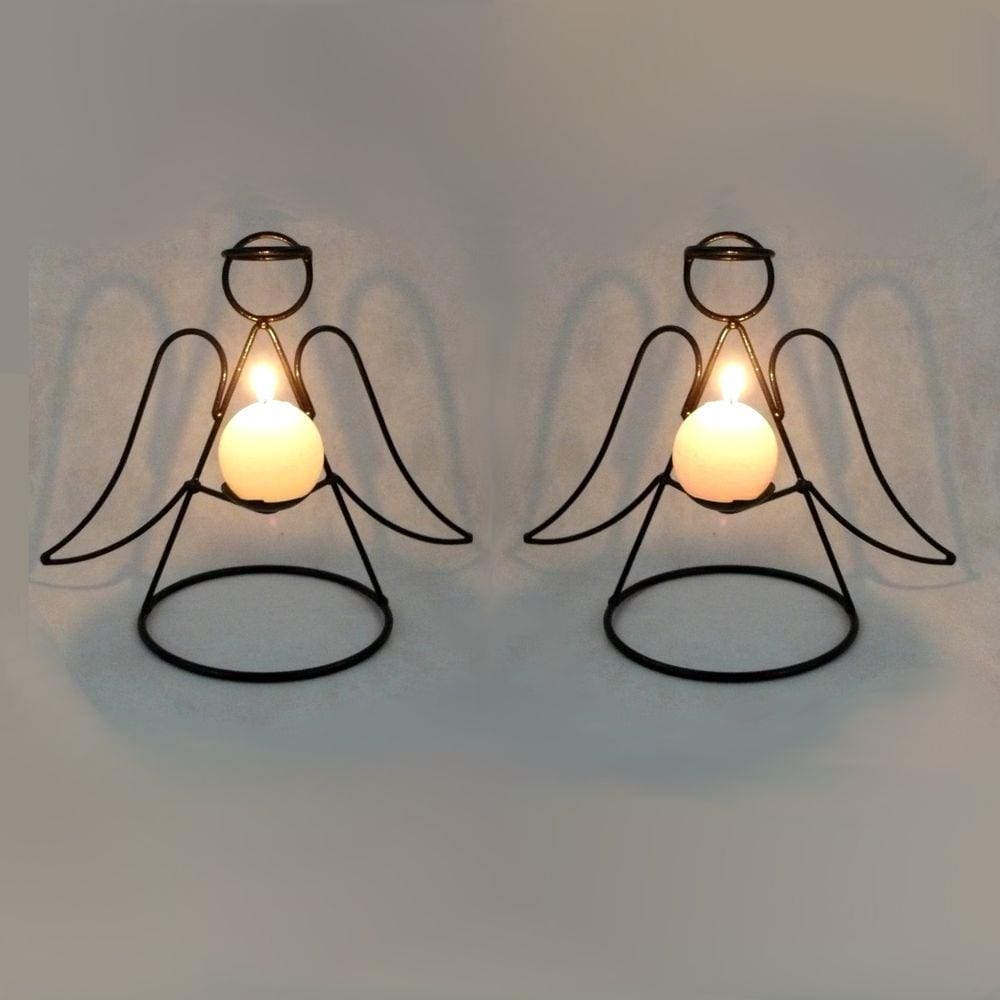 Anjos 2 castiçais porta vela Decorativo Velitas vela branca