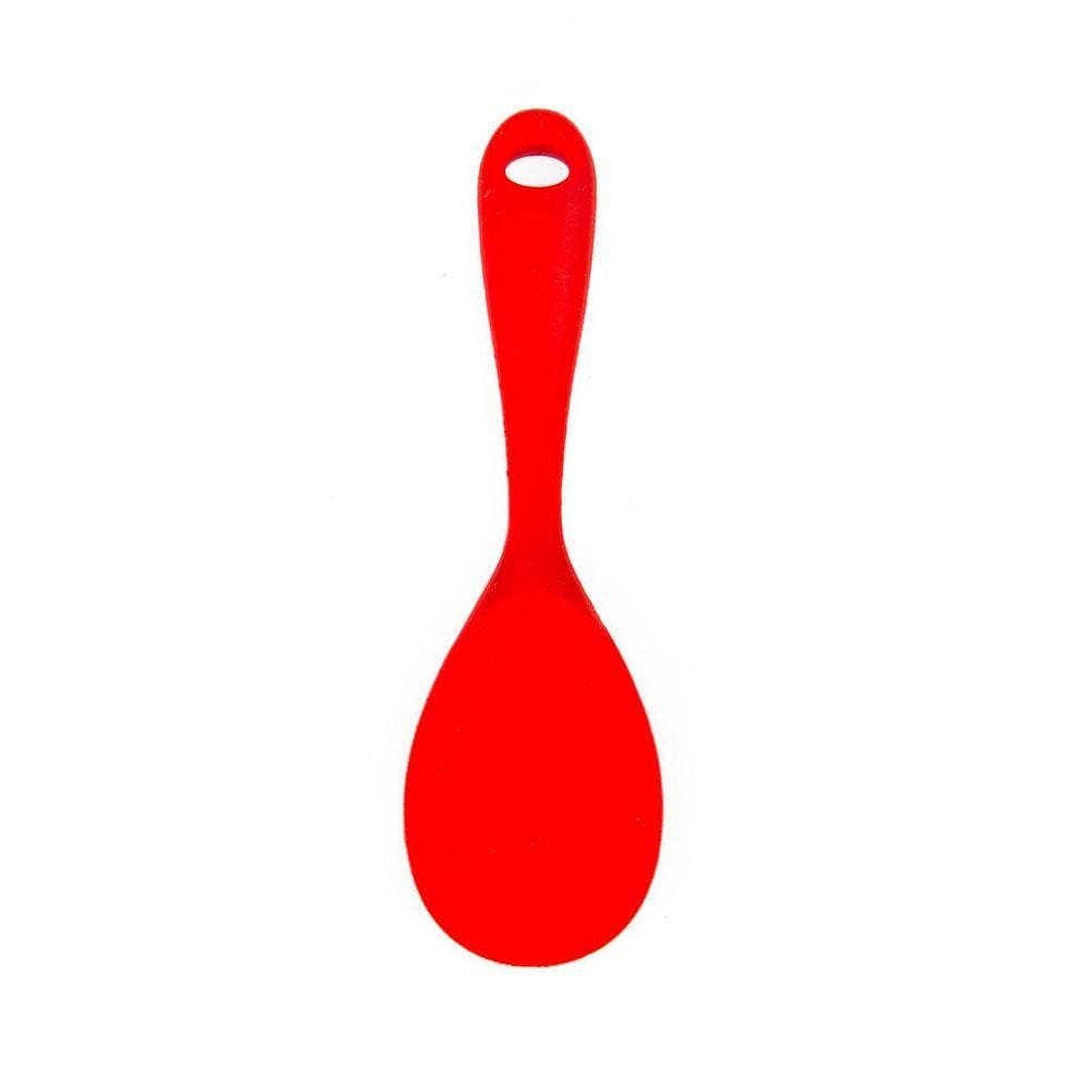 Colher Multiuso De Silicone Cabo Curto Inteiriço Vermelho
