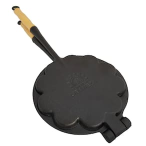 Forma Waffle Ferro Fundido Cabo Madeira Fogão a Lenha 16cm