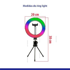 Anel De Luz Ring Light Colorido Gravar Vídeo Com Tripé Mj20