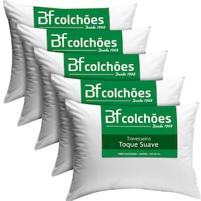Kit 5 Travesseiros Antialérgico de Fibra Macio Lavável 45X65 bf Colchões