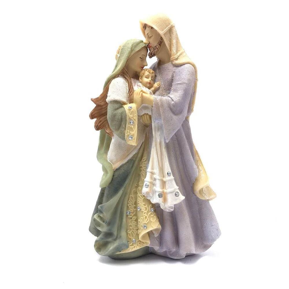 Imagem Da Sagrada Família Com Strass Resina 20 Cm