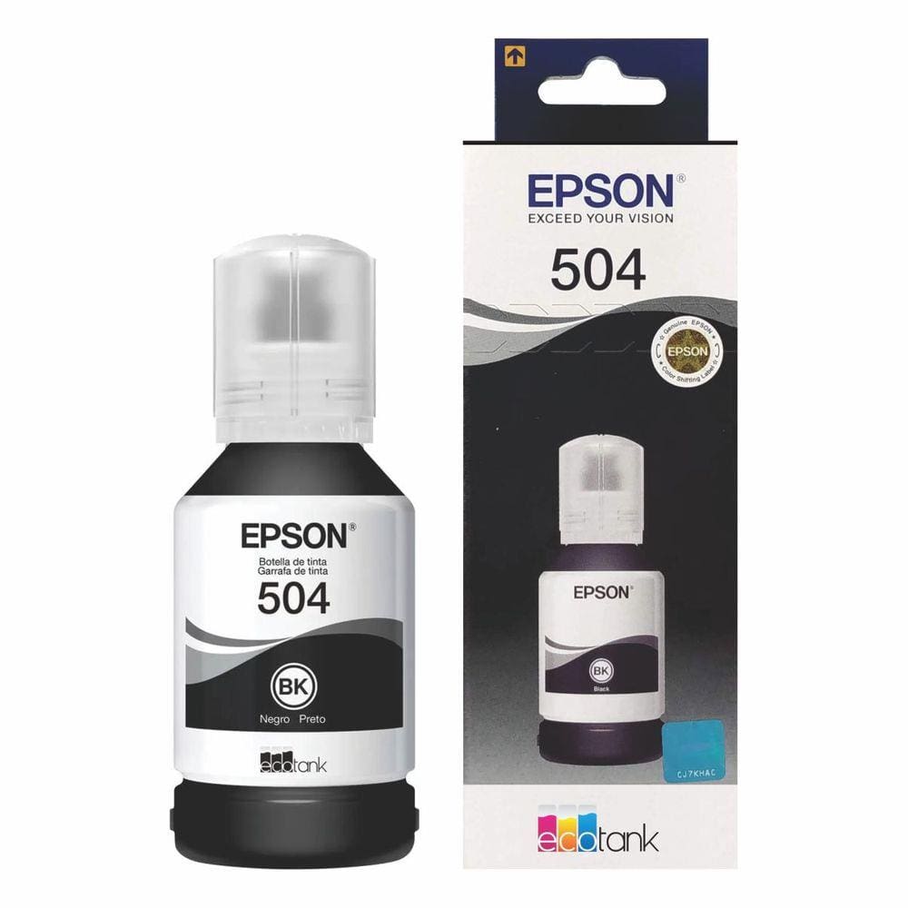 Garrafa Tinta Epson L4150 L4160 L6161 Refil T504 Preto