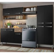 Armário de Cozinha Compacta Madesa Emilly Pop com Balcão - Rustic/Preto