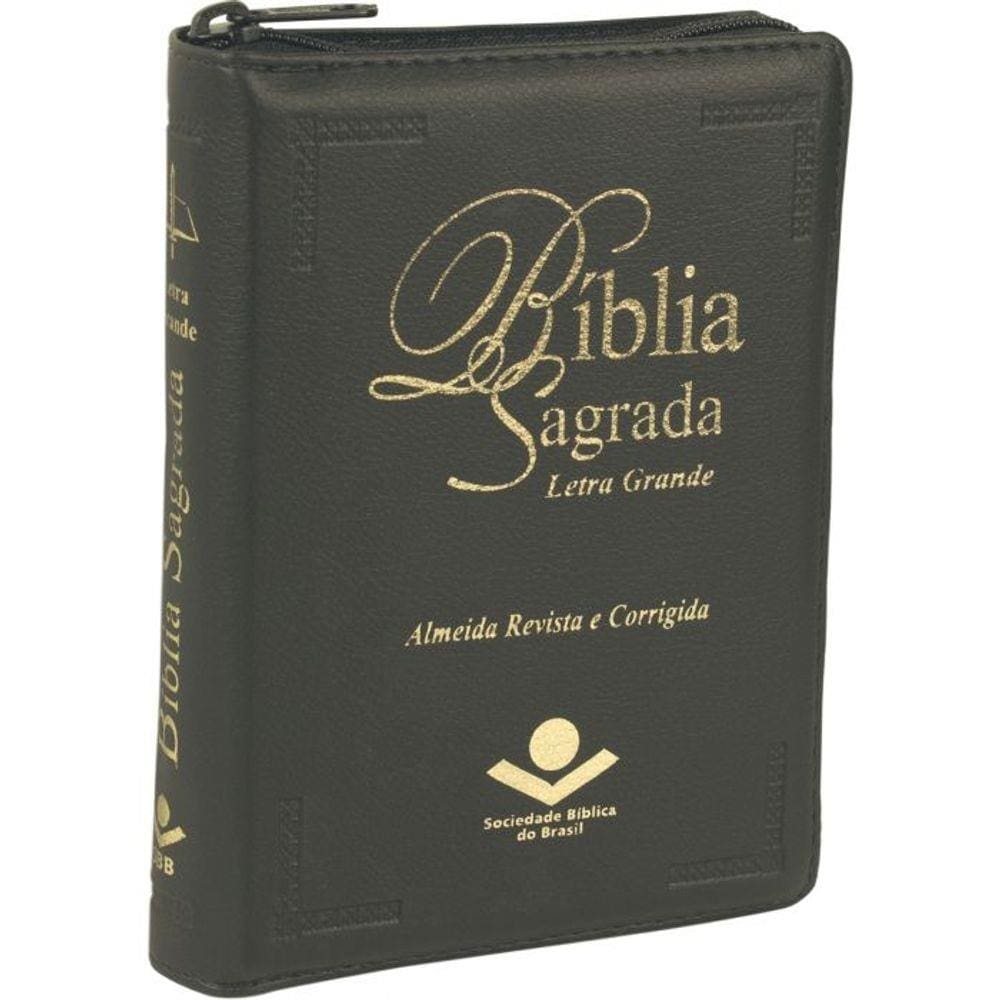Bíblia Sagrada Letra Grande ziper preta