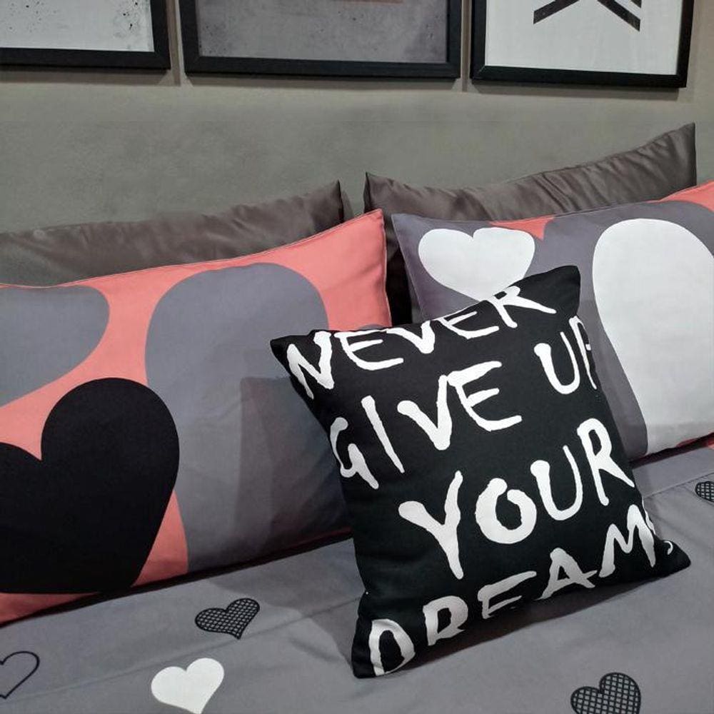 Lençol Com Elástico Casal Queen 4 Un Love Com Almofada Decor