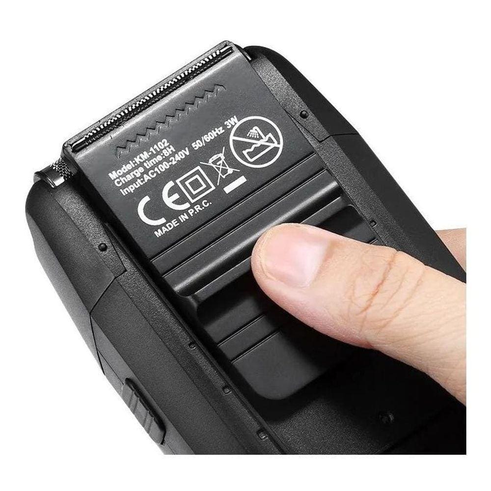 Barbeador Km-1102 Shaver Elétrico Sem Fio Kemei 2 Lâminas