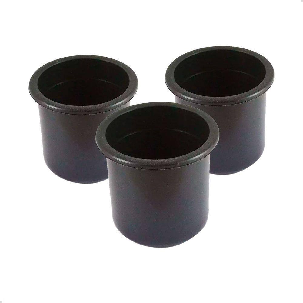 Porta Copos de Embutir Preto Barco Lancha Trailler Kit C/3