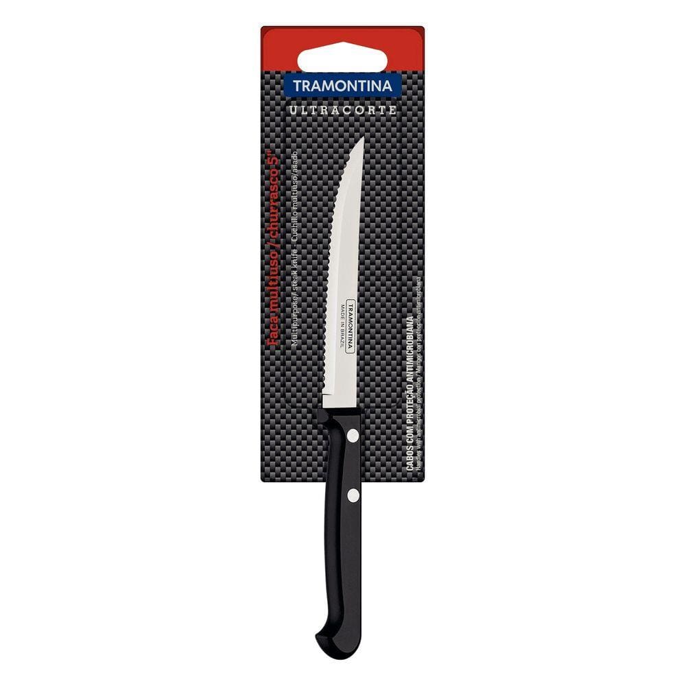 Faca para Churrasco e Frutas Tramontina Ultracorte com Lâmina em Aço Inox e Cabo de Polipropileno Preto 5" Tramontina
