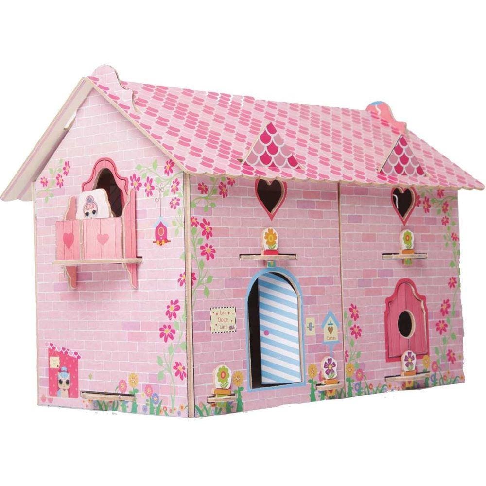 Brinquedo Para Montar Casa Divertida Doll Madeira 65 Peças