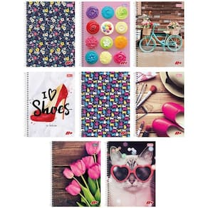 Caderno Capa Dura Tilibra Universitário Espiral Mais+ Feminino 400 Folhas 20 Matérias - Embalagem com 2 Unidades