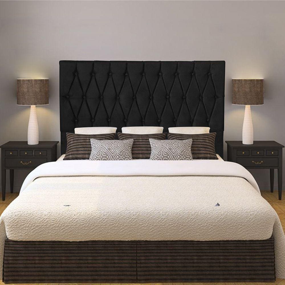 Cabeceira Casal 1,60m Paris Suede Preto Dal Poz Estofados