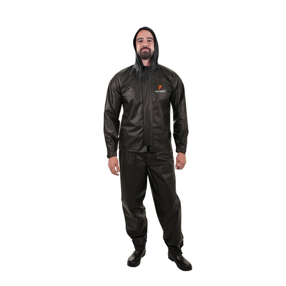 Conjunto Motoqueiro Combate com Capuz PVC Preto - Pioneira, Tamanho: M