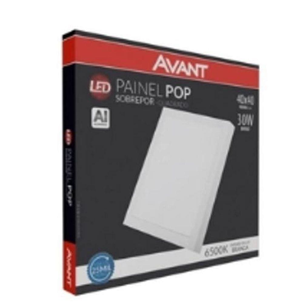 Painel De Led Sobrepor Quadrado 40X40Cm 30W Branca (6500K) Avant