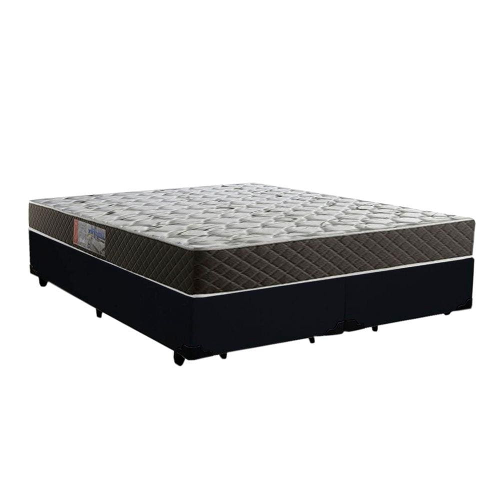 Cama Box Queen Colchão Mola Ensacada Acolchões + Box Suede 68x158x198