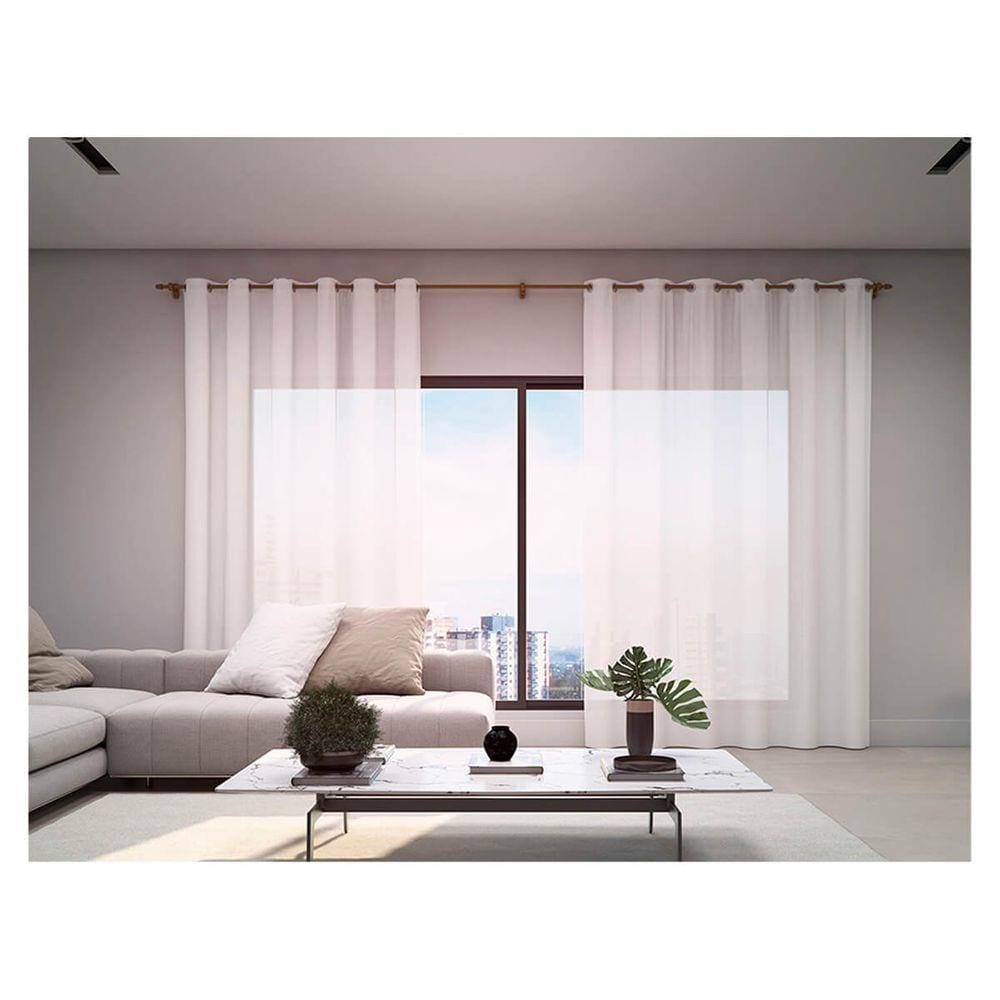Cortina Para Sala Quarto Voil Sem Forro 2,80 x 1,70 m Branco Com Ilhós