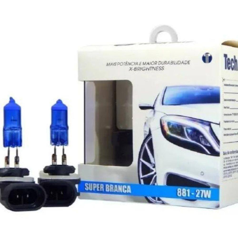 Par Lâmpada Super Branca H27 881 8500K Xenon 12V 27W Techone