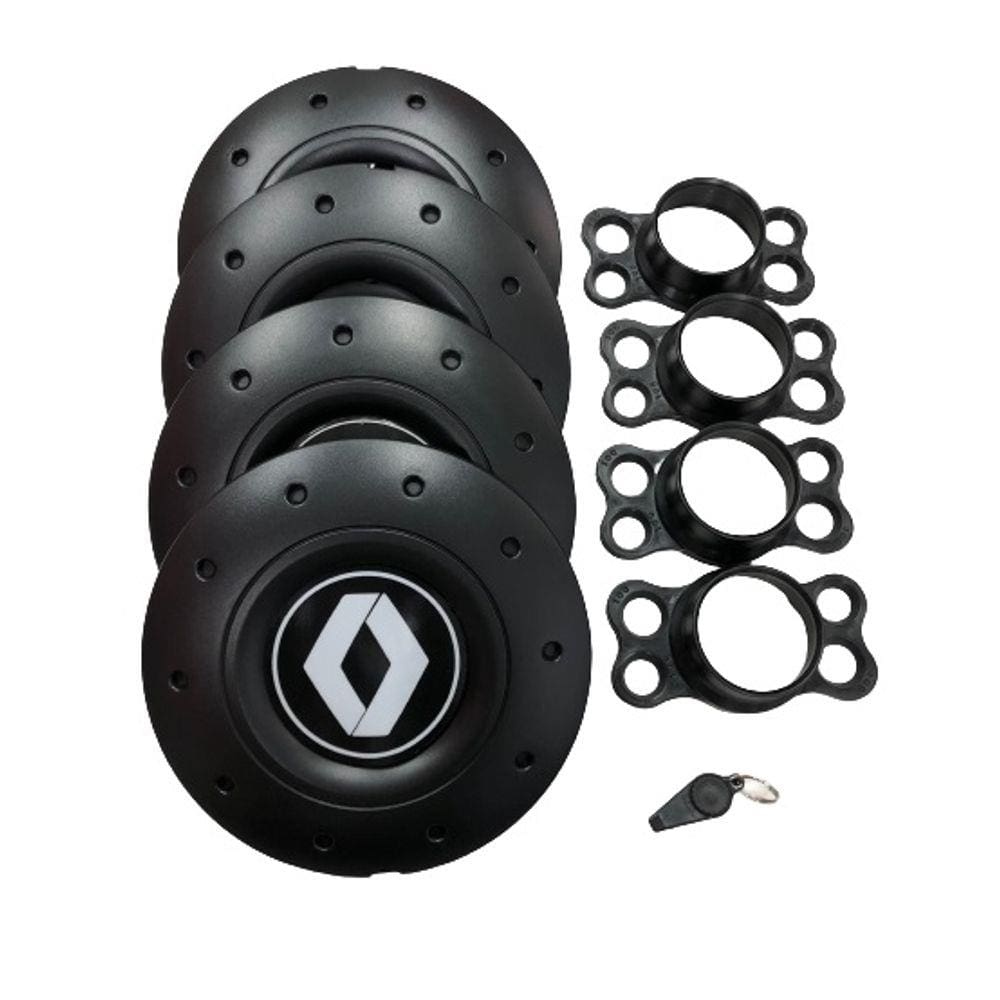 Jogo de Calotas de Centro Miollo para Renault Logan Aro 14 2007/2017 Estilo Amarok Preto