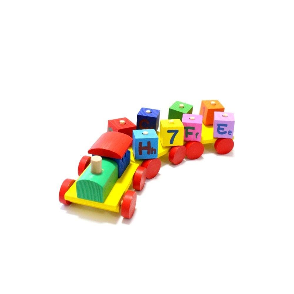 Brinquedo Infantil Em Madeira Trem Com Blocos Educativos