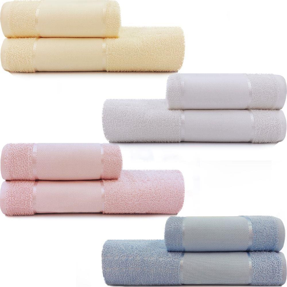 Jogo De Toalha 2 Peças Banho + Rosto Para Bordar 100% Algodão - Multiarte Dohler - Emcompre