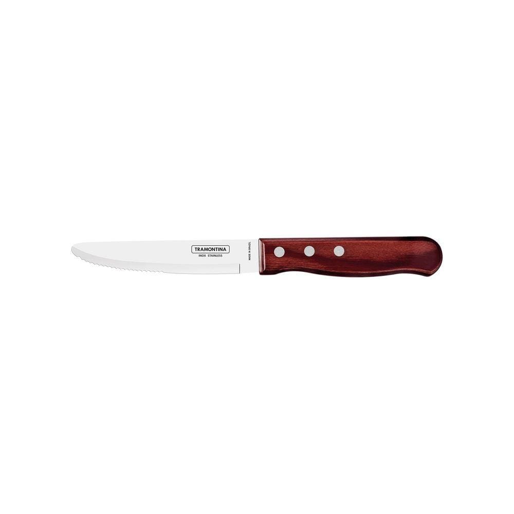 Faca para Churrasco Jumbo Tramontina com Lâmina em Aço Inox e Cabo em Madeira Polywood Vermelho 5" Tramontina
