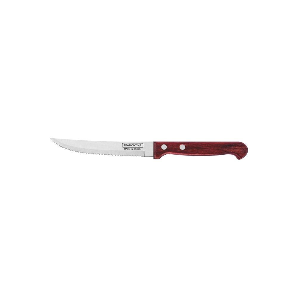 Faca para Churrasco e Frutas Tramontina Polywood com Lâmina em Aço Inox e Cabo de Madeira Vermelho 5" Tramontina