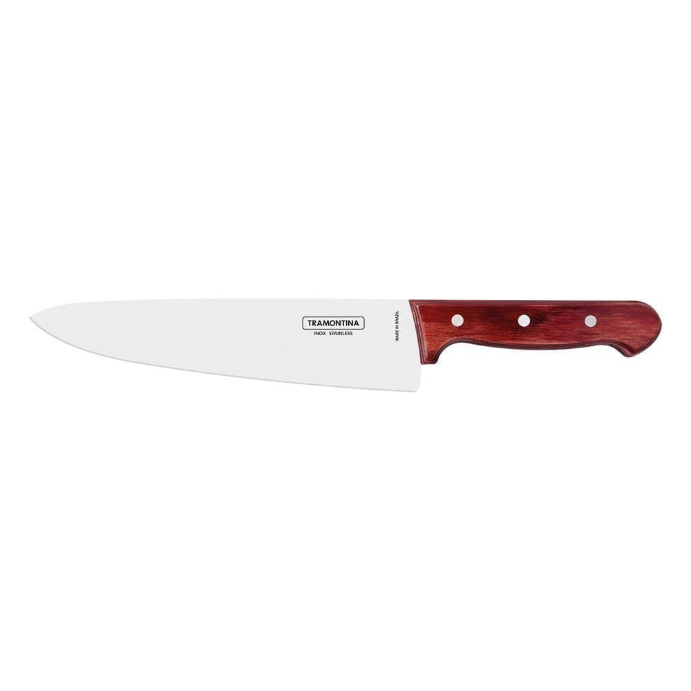 Faca Tramontina para Carne 10" em Aço Inox e Cabo Vermelho Polywood Tramontina