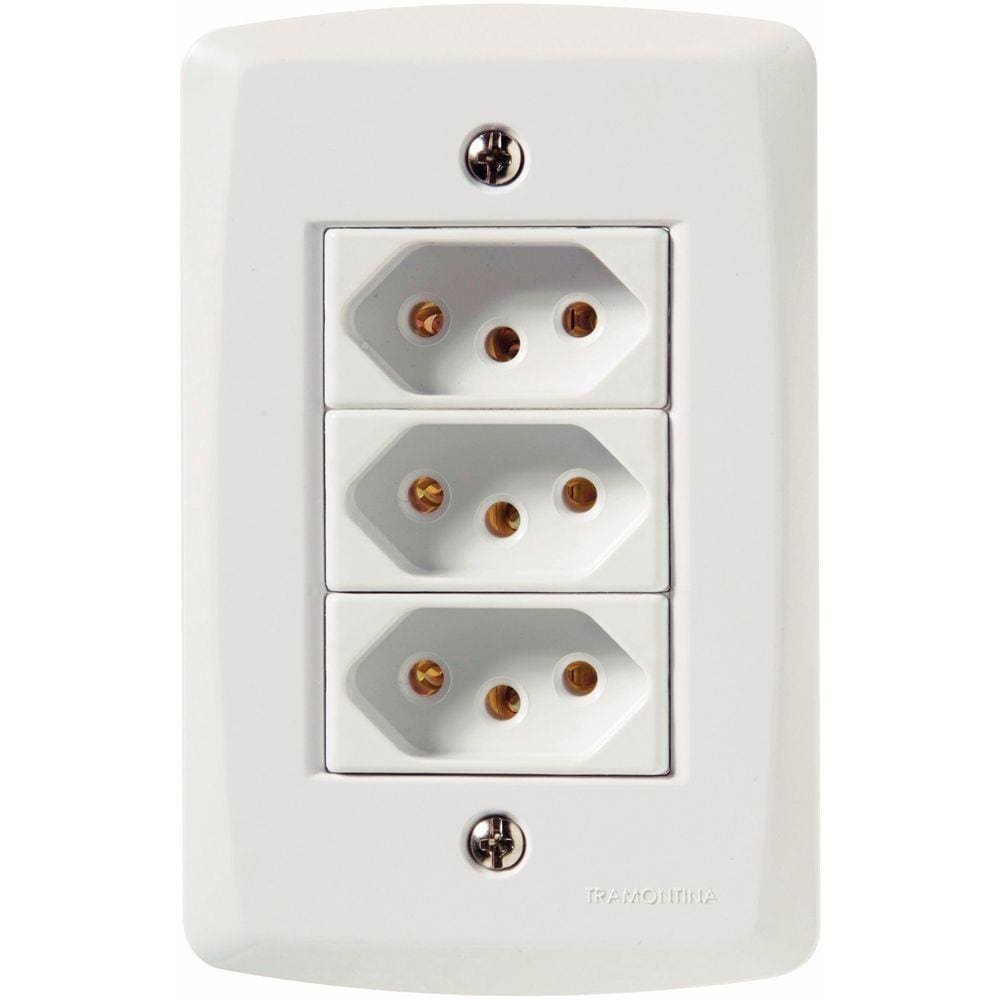 Conjunto 4x2 com 3 Tomadas 2P+T 20 A 250 V Tramontina Lux2 Branco Tramontina