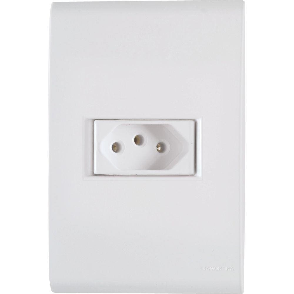 Conjunto 4x2 com 1 Tomada 2P+T Tramontina Liz 10 A 250 V Branco Tramontina