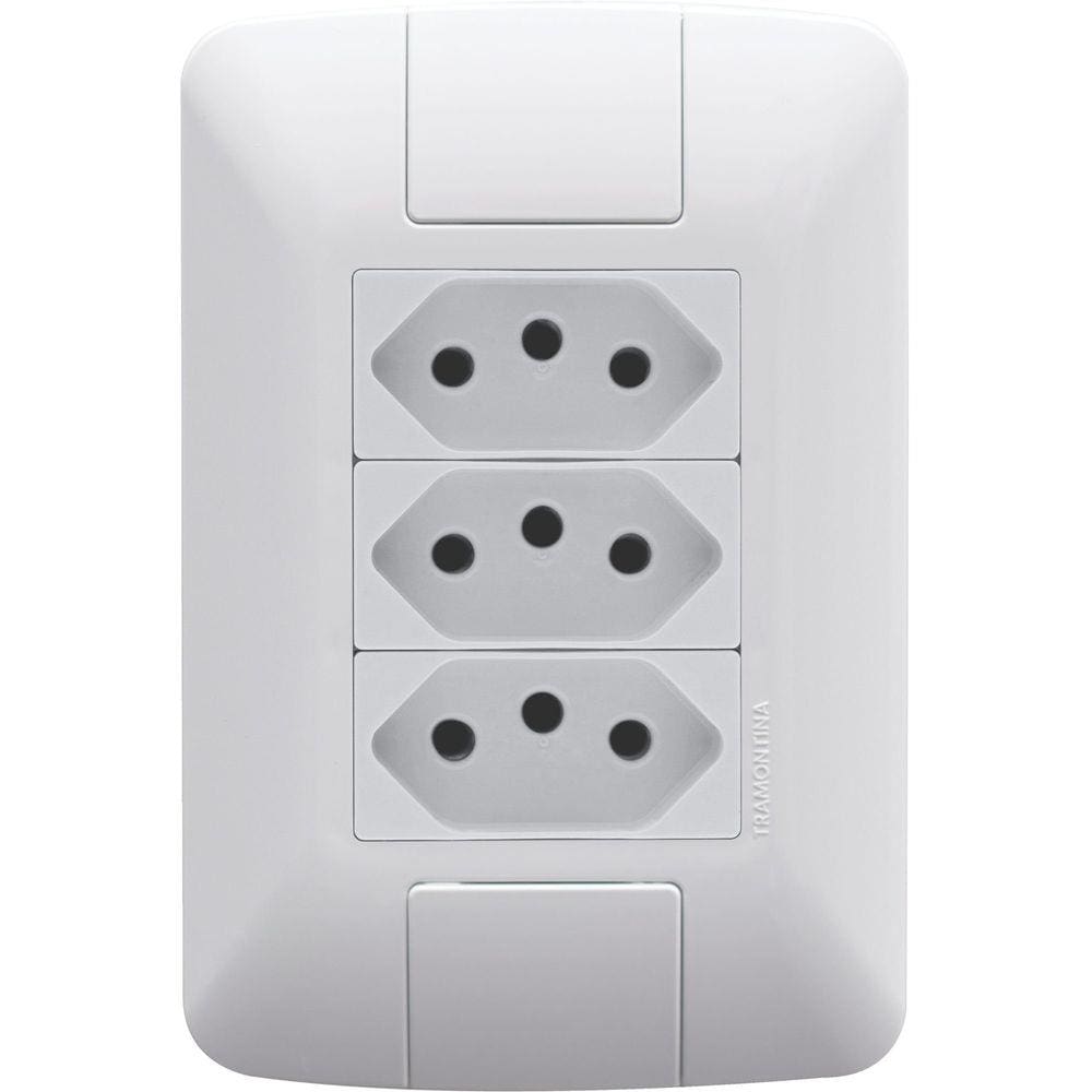 Conjunto 4x2 com 3 Tomadas 2P+T 20 A 250 V Tramontina Aria Branco Tramontina