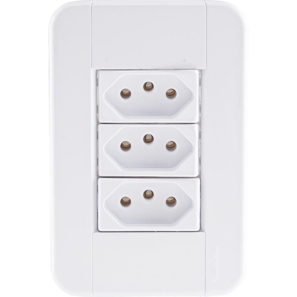 Conjunto 4x2 com 3 Tomadas 2P+T 20 A 250 V Tramontina Tablet Branco Tramontina
