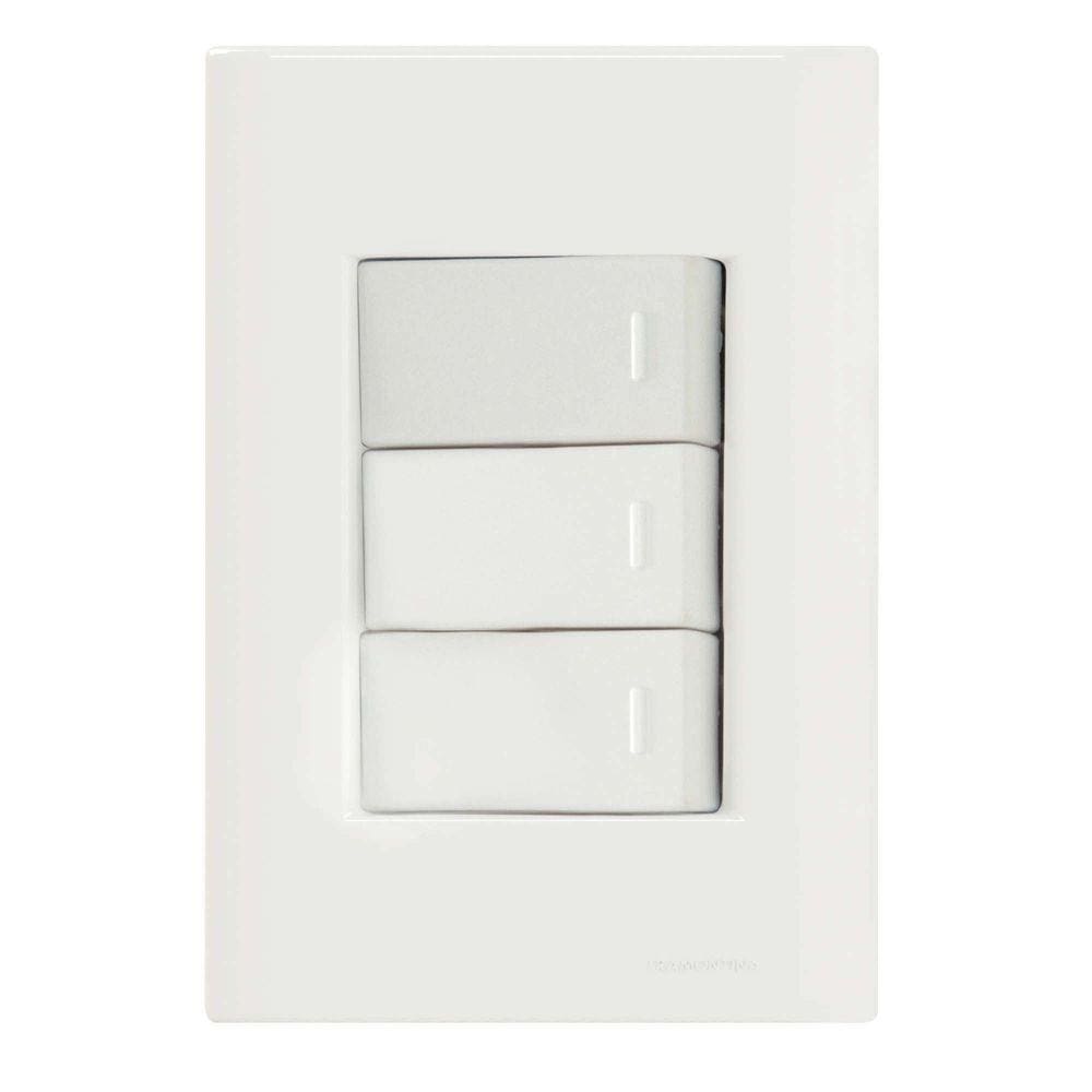 Conjunto 4x2 com 3 Interruptores Simples 10 A 250 V Tramontina Giz Branco Tramontina