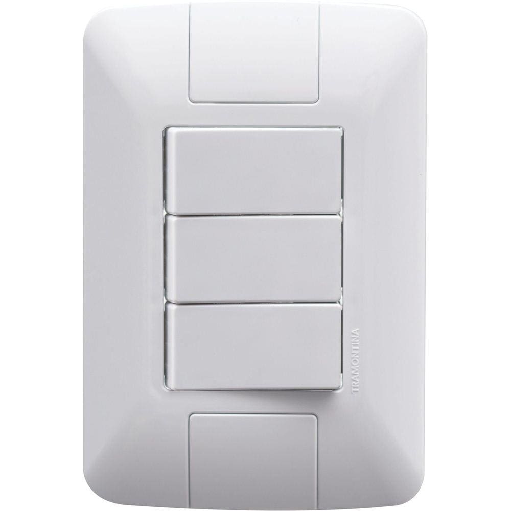 Conjunto 4x2 com 3 Interruptores Paralelos 6 A 250 V Tramontina Aria Branco Tramontina