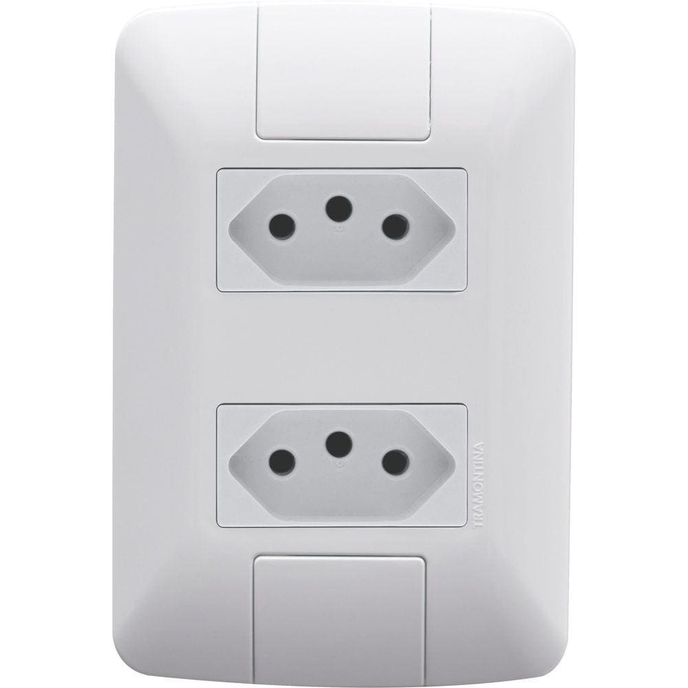 Conjunto 4x2 com 2 Tomadas 2P+T Tramontina Aria 20 A 250 V Branco Tramontina