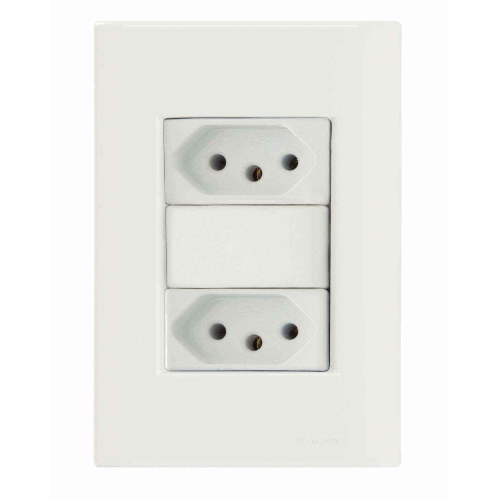 Conjunto 4x2 com 2 Tomadas 2P+T 20 A 250 V Tramontina Giz Branco Tramontina