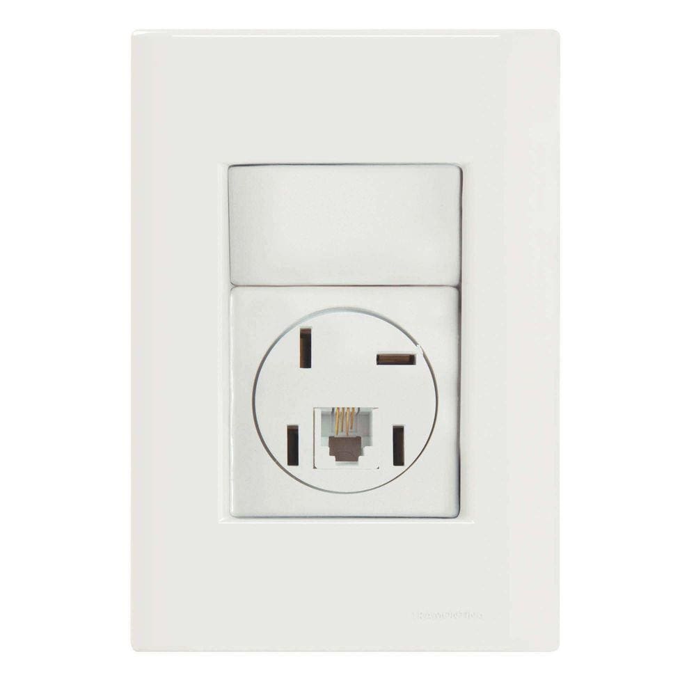 Conjunto 4x2 com 1 Tomada Telefone 4P e RJ11 Tramontina Giz Branco Tramontina