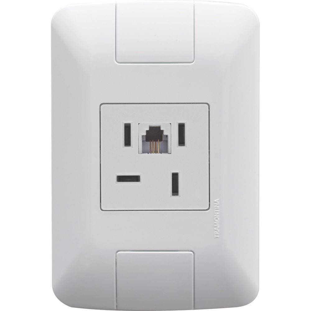 Conjunto 4x2 com 1 Tomada Telefone 4P e RJ11 Tramontina Aria Branco Tramontina