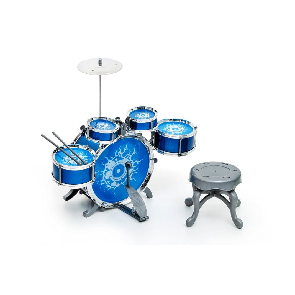 Bateria Infantil Rock Party Com Banquinho Azul