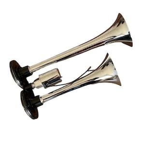 Buzina A Ar 2 Dupla Cromada Caminhão 12V 24V Marítima